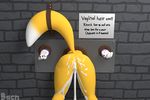  2017 3d_(artwork) after_sex anus bacn bdsm bent_over bound butt canine cum cum_drip cum_in_ass cum_in_pussy cum_inside digimon digital_media_(artwork) dripping english_text female mammal nude penetration public_use pussy renamon sex solo text through_wall vaginal vaginal_penetration 