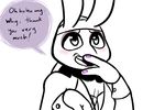  2017 anthro bunny_costume clothed clothing colored_nails costume covering_mouth crossdressing dialogue donatello_(tmnt) english_text eyeshadow fake_ears fake_rabbit_ears inkyfrog lipstick makeup male motion_lines partially_colored purple_nails reptile rosy_cheeks scalie shell shirt_cuffs simple_background solo talking_to_viewer teenage_mutant_ninja_turtles text turtle white_background 