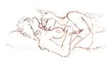  2011 anthro breasts canine clothed clothing cuddling doberman dog duo eyes_closed female female/female half-length_portrait lying mammal nipples on_back portrait simple_background sketch sleeping topless wafflestoo 
