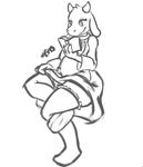  anthro book caprine cloth clothed clothing digital_media_(artwork) dress female goat horn long_ears mammal monochrome reading simple_background sitting sketch smile solo toriel undertale underwear unknown_artist video_games white_background 