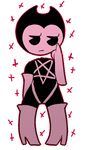  2017 ambiguous_gender bendy bendy_and_the_ink_machine black_eyes black_skin boots clothing demon digital_media_(artwork) footwear garter_belt garter_straps gembix gloves high_heels humanoid not_furry old_toon pentagram shoes solo toony unamused 