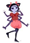  2017 anthro arachnid arthropod bebebebebe black_hair blush clothing cup fangs female hair hair_ribbon humanoid muffet multi_arm multi_eye multi_limb ribbons simple_background smile solo spider tea_cup toto_(artist) undertale video_games white_background 