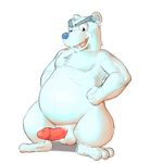  anthro arched_back balls bear club_penguin disney erection front_view full-length_portrait grin guide_lines hands_on_hips herbert_p._bear hi_res humanoid_penis male mammal naughty_face nude overweight overweight_male penis polar_bear portrait pose retracted_foreskin seyrmo simple_background smile solo standing uncut video_games white_background 