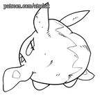  ambiguous_gender animate_inanimate anus anus_only atrolux black_and_white line_art looking_back monochrome nintendo patreon pok&eacute;mon pok&eacute;mon_(species) rear_view simple_background solo teeth trubbish video_games waddling_head white_background 