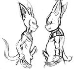  absurd_res anthro balls beerus black_and_white champa clothing dragon_ball dragon_ball_super duo erection feline hi_res male mammal monochrome penis penis_size_difference simple_background sketch sweat undressing white_background 