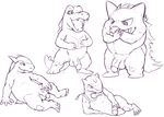  2017 anthro balls digital_drawing_(artwork) digital_media_(artwork) erection fangs feral gengar hi_res humanoid_penis male monochrome multiple_images nintendo open_mouth penis pok&eacute;mon pok&eacute;mon_(species) pose precum qualske_(character) quilava ribbons scalie semi-anthro seyrmo simple_background sketch smile solo toony totodile typhlosion vein veiny_penis video_games white_background 