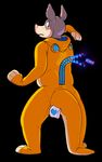  2016 absurd_res ambiguous_gender anthro black_background blush costume cubi digital_drawing_(artwork) digital_media_(artwork) flir hi_res looking_back mammal pig porcine simple_background solo transformation zipper 