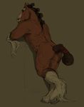  2017 anthro biped black_mane black_tail brown_background brown_fur butt clydesdale digital_media_(artwork) draft_horse equine feathering full-length_portrait fur grey_hooves hooves horse leaning leaning_forward looking_at_viewer looking_back male mammal mane multicolored_fur muscular muscular_male nude oouna portrait rannik rear_view simple_background sketch snout solo tailband two_tone_fur white_fur 
