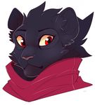  black_fur black_hair clairen_(rivals_of_aether) digital_media_(artwork) feline female feve fur hair mammal panther pink_nose portrait red_eyes rivals_of_aether simple_background solo video_games white_background 