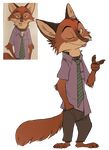  2016 alpha_channel amber_eyes anthro canine clothed clothing collar disney fox fur grumpytoby half-closed_eyes hand_in_pocket hi_res male mammal necktie nick_wilde one_eye_closed orange_fur pants pointing shirt shock_collar simple_background smile solo tongue tongue_out transparent_background wink zootopia 