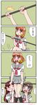  ... 10s 3girls 4koma artist_name blue_eyes blush braid comic covering covering_mouth dated eyes_closed flying_sweatdrops green_background grey_hair hair_ornament long_hair love_live! love_live!_sunshine!! motion_lines multiple_girls open_mouth orange_hair red_eyes red_hair sakurauchi_riko school_uniform short_hair simple_background skirt smile standing sweatdrop takami_chika thighhighs tongue tongue_out translation_request trembling variangel watanabe_you 