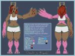  2017 animal_humanoid big_hands black_sclera bludermaus blue_eyes boxer_briefs claws clothed clothing digital_drawing_(artwork) digital_media_(artwork) dragon english_text female hair hi_res horn humanoid hybrid long_hair mammal model_sheet pink_scales red_hair scales solo standing text thick_thighs toe_claws top underwear wide_hips 