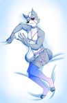  absurd_res anthro armpit_hair babynarwhal canine clothing collar eye_patch eyewear girly hi_res lace legwear lingerie looking_at_viewer male mammal nintendo simple_background solo spiked_collar spikes star_fox stockings tail_between_legs video_games white_background wolf wolf_o&#039;donnell 