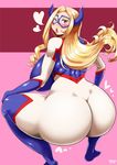  10s 1girl ass blonde_hair blush bodysuit boku_no_hero_academia breasts female hips huge_ass huge_breasts large_ass long_hair mask mount_lady niwatora red_eyes solo squatting thick_thighs thighs wide_hips 
