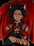  animal_ears bindi black_hair commentary_request crossed_arms earrings esu_(transc) gloves highres jewelry rwby sienna_khan single_glove tiger_ears tiger_stripes yellow_eyes 