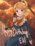  autumn ayase_eli bench birthday blonde_hair blue_eyes dress long_hair love_live!_school_idol_project lush ponytail smile 