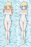  alternate_hairstyle ass_visible_through_thighs blonde_hair blue_eyes blush braid breasts casual_one-piece_swimsuit cleavage collarbone covered_navel cyber_(cyber_knight) dakimakura darjeeling derivative_work feet frilled_swimsuit frills full_body girls_und_panzer hair_down highres large_breasts legs long_hair lying multiple_views on_back one-piece_swimsuit shiny shiny_skin short_hair side-tie_swimsuit smile soles swimsuit thigh_gap thighs white_swimsuit 