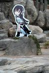  commentary_request cutout grape-kun humboldt_penguin_(kemono_friends) kemono_friends outdoors photo plant real_life rock spanish_commentary third-party_edit 