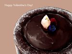  brown_background cake chocolate chocolate_cake english food fruit happy_valentine no_humans raspberry sachiko_(stellarsi) valentine 