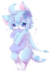  1girl artist_request blue_eyes cat cat_busters female full_body furry no_humans open_mouth short_hair solo 