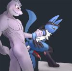  anal anal_penetration animal_genitalia animal_penis anthro anthro_on_anthro balls blue_balls butt canine_penis digitigrade dripping duo erection from_behind_position fur hand_on_penis igniteer knot lucario machoke male male/male male_penetrated male_penetrating masturbation muscular muscular_male nintendo nude penetration penis pok&eacute;mon pok&eacute;mon_(species) sex video_games 