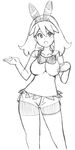  bike_shorts blush breasts greyscale hair_ribbon haruka_(pokemon) highres koutarosu large_breasts looking_at_viewer monochrome open_mouth pokemon pokemon_(game) pokemon_oras ribbon shirt short_hair shorts sleeveless sleeveless_shirt smile solo 