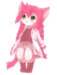  artist_request cat cat_busters furry green_eyes lab_coat long_hair panties pink_hair 