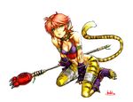  animal_ears bad_id bad_pixiv_id breasts breath_of_fire breath_of_fire_ii bustier cat_ears cat_tail facial_mark furry gloves green_eyes hebina_masayoshi no_panties no_pants orange_hair pointy_ears rinpoo_chuan short_hair small_breasts solo staff tail 
