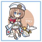  bare_shoulders blanc blue_eyes blush book brown_hair chagama_(tyagama0927) chibi hammer hat highres looking_at_viewer neptune_(series) revision short_hair solo 
