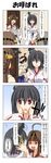  &gt;_&lt; 4koma 5girls ahoge bangs black_hair blunt_bangs brown_hair carrying cheek_squash closed_eyes comic commentary cup detached_sleeves doorway double_bun epaulettes eyebrows_visible_through_hair grey_hair hair_between_eyes hair_ornament hands_on_another's_face haruna_(kantai_collection) hat headgear hiei_(kantai_collection) highres holding holding_hair holding_legs japanese_clothes kaga_(kantai_collection) kantai_collection kongou_(kantai_collection) little_boy_admiral_(kantai_collection) long_hair military military_hat military_uniform multiple_girls muneate nontraditional_miko open_mouth oversized_clothes peaked_cap rappa_(rappaya) red_eyes saucer shaded_face short_hair shoulder_carry sidelocks sitting skirt smile speech_bubble spit_take spitting sweatdrop tea teacup thought_bubble translated trembling uniform v_arms wide_sleeves yamashiro_(kantai_collection) 
