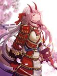  archer_inferno armored blush fate/grand_order horns long_hair red_eyes smile warrior white_hair 