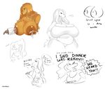  2017 angry anthro big_breasts breasts canine cherrikissu digital_media_(artwork) dog dogmom female huge_breasts lactating looking_at_viewer looking_back mammal nipples saluki slightly_chubby solo text thick_thighs 