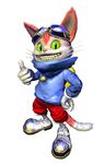  2002 3d_(artwork) 5_fingers anthro biped blinx blinx_the_time_sweeper blue_clothing blue_topwear cat clothed clothing digital_media_(artwork) dipstick_tail eyewear fangs feline footwear front_view full-length_portrait fur gloves goggles goggles_on_head green_eyes grey_nose hand_on_hip humanoid_hands inner_ear_fluff long_tail looking_at_viewer male mammal multicolored_fur multicolored_tail no_sclera official_art orange_fur orange_tail pants portrait red_bottomwear red_clothing reflection shoes simple_background slit_pupils smile solo standing sweater thumbs_up turtleneck two_tone_fur two_tone_tail unknown_artist video_games whiskers white_background white_fur white_tail 