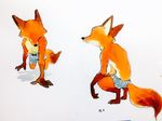  2017 anthro canine clothed clothing crouching disney fox fur male mammal monmokamoko multiple_poses nick_wilde pose solo topless zootopia 