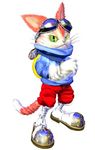  2002 3d_(artwork) 5_fingers :&lt; angry anthro biped blinx blinx_the_time_sweeper blue_clothing blue_topwear cat clothed clothing digital_media_(artwork) dipstick_tail eyewear feline footwear front_view frown full-length_portrait fur gloves goggles goggles_on_head green_eyes grey_nose holding_arm humanoid_hands inner_ear_fluff long_tail looking_at_viewer male mammal multicolored_fur multicolored_tail no_sclera official_art orange_fur orange_tail pants portrait red_bottomwear red_clothing reflection shoes simple_background slit_pupils solo standing sweater turtleneck two_tone_fur two_tone_tail unknown_artist video_games whiskers white_background white_fur white_tail 