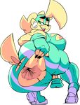  2017 alpha_(vimhomeless) alpha_channel anthro anus big_anus big_butt boots butt canine clothing dog female footwear fur gloves green_eyes hand_on_butt huge_butt lipstick looking_at_viewer looking_back makeup mammal mask muscular pussy smile solo spread_butt spreading tan_fur thick_thighs torn_clothing vimhomeless wide_hips 