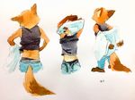  2017 anthro butt canine disney fox fur male mammal monmokamoko multiple_poses nick_wilde pose solo zootopia 