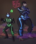  2_toes alba_(character) alien armor costume dress_up female halloween halo_(series) helmet holidays human jiralhanae male mammal rube size_difference skeleton_suit skintight_suit the_rookie_(character) toes video_games 