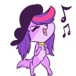  &lt;3 2014 chest_tuft collar digital_media_(artwork) eyes_closed female feral fur hair hat littlest_pet_shop mostly_nude mt multicolored_fur musical_note open_mouth purple_fur purple_hair red_hair simple_background singing solo standing tongue tuft two_tone_fur white_background zoe_trent 