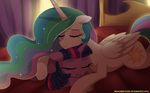  2017 cuddling cutie_mark duo equine eyes_closed feathered_wings feathers female feral friendship_is_magic hair hooves horn inside long_hair mammal momomistress multicolored_hair multicolored_tail my_little_pony princess_celestia_(mlp) purple_feathers sleeping sparkles twilight_sparkle_(mlp) white_feathers winged_unicorn wings 