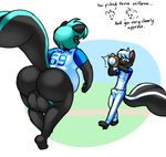  anthro balls baseball_(disambiguation) big_balls big_butt bottomless bulge butt clothed clothing duo erection erection_under_clothes father father_and_son huge_balls huge_butt incest male male/male mammal norithics parent skunk son 