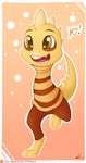  2017 absurd_res anthro armless clothed clothing english_text hi_res male monster_kid neko-me open_mouth patreon scalie solo striped_clothing text undertale video_games 