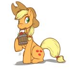  2020 accessory apple applejack_(mlp) blonde_hair bucket clothing container cowboy_hat cutie_mark digital_media_(artwork) earth_pony equid equine female feral food freckles friendship_is_magic fruit fur furgonomics green_eyes hair hair_accessory hasbro hat headgear headwear hi_res horse lou_art_93 mammal mouth_hold my_little_pony orange_body orange_fur plant pony raised_tail solo tail tail_accessory yellow_tail 