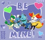  &lt;3 anthro arrow_through_heart braixen brionne canine cute dewott fangs flora_fauna group hi_res holidays humor kodiwolfy mammal marine mustelid nintendo pinniped plant pok&eacute;mon pok&eacute;mon_(species) pseudo_clothing purple_background red_eyes reptile scalie servine simple_background strangling tongue valentine&#039;s_day video_games vine_whip 