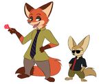  2017 anthro canine disney duo fennec finnick fox foxyfennecfox_(artist) fur male mammal nick_wilde simple_background toony white_background zootopia 