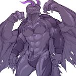  2016 abs anthro anthrofied bulge capcom dragon eyeless gore_magala lingguang male monster_hunter muscular nude pecs purple_scales scales scalie solo standing video_games winged_arms wings 