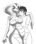  &lt;3 anthro blush breasts cobra duo eyelashes female human human_on_anthro interspecies male mammal quakebrothers reptile scalie simple_background snake snake_hood video_games viper_(x-com) white_background wide_hips x-com 