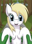  &lt;3 &lt;3_eyes anon aryanne aryanne_(character) blonde_hair blue_eyes disembodied_hand duo earth_pony equine fan_character female forest green_skin gsuus_(artist) hair horse mammal my_little_pony navel pony road smile text tree 