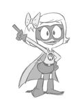  avian bird cape clothing duck ducktales ducktales_(2017) female monochrome sketch solo superhero unknown_artist webby_vanderquack 