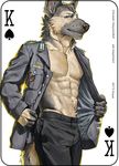  abs blue_eyes canine clothed clothing dog fonyaa fur german german_shepherd hauptmann_meade looking_at_viewer male mammal muscular open_pants open_shirt seductive smile solo undressing uniform 